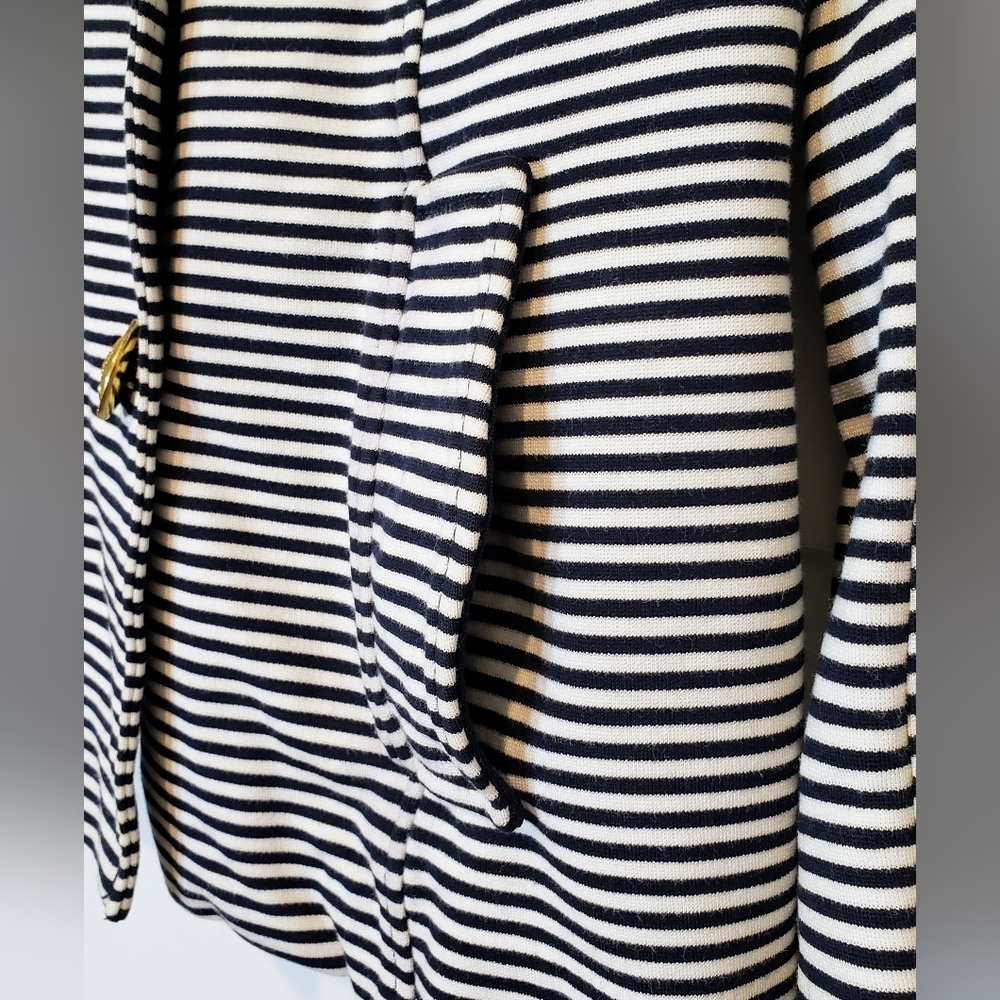 Cabi Womens Life Jacket Blazer Black & White Striped Size Small Stretch - Picture 9 of 16